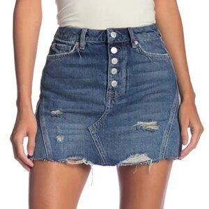 Free People We the Free Distressed Denim Mini Skirt